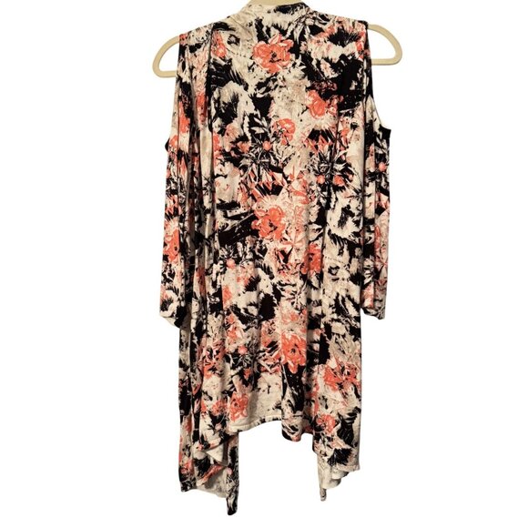 Dressbarn Cold Shoulder Floral Print Cardigan Sz 3X Lightweight Layering Piece - Picture 10 of 12